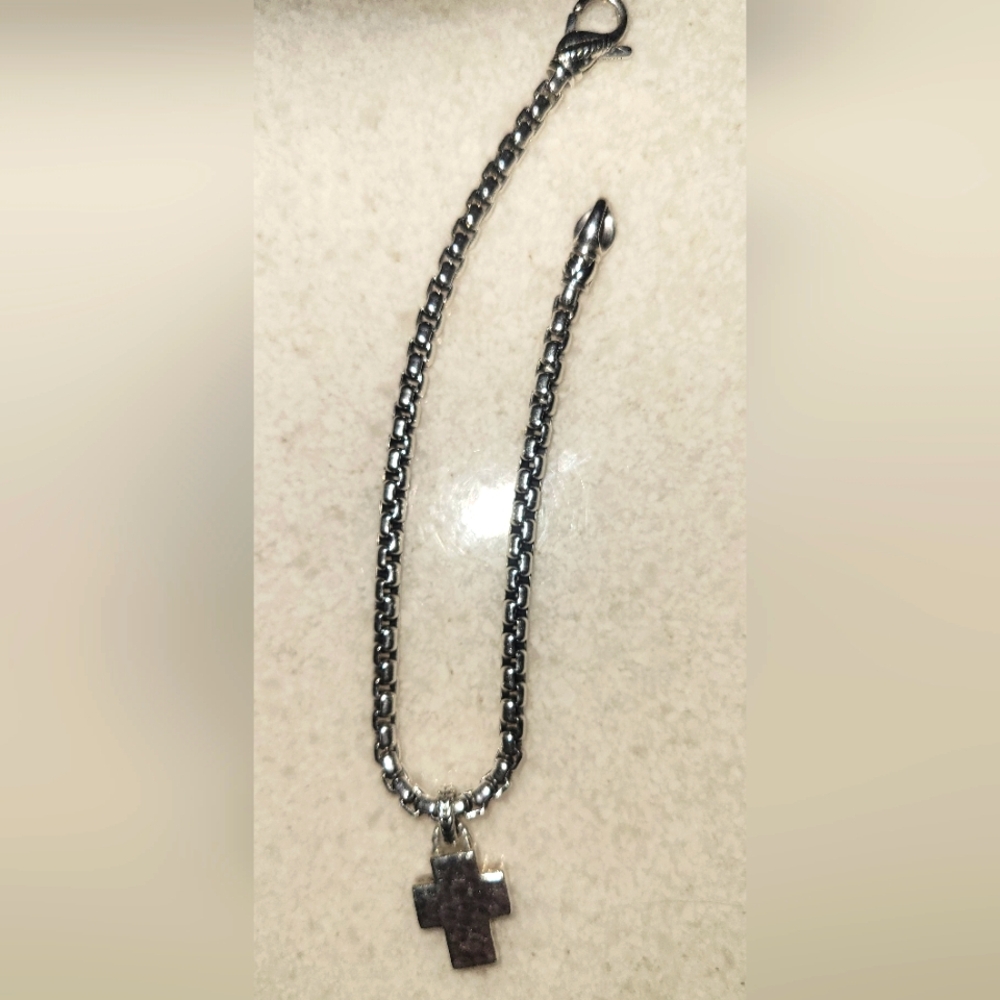 JAI Sterling Silver Chain Bracelet with Cross Pendant